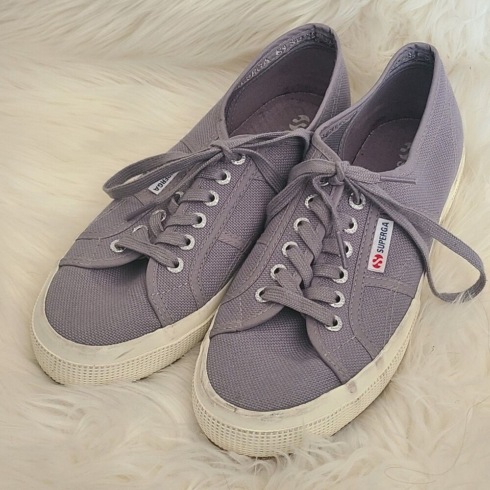 Superga Sz 41 Gray Canvas Sneakers Lace Up Shoes W 9.5 Men 8 - Picture 4 of 6